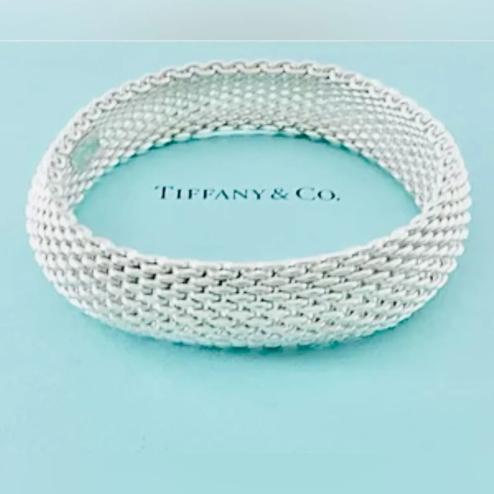 Vintage Tiffany & Co. Somerset Mesh Bangle Bracelet .925 Silver – 7.5” - Picture 3 of 8